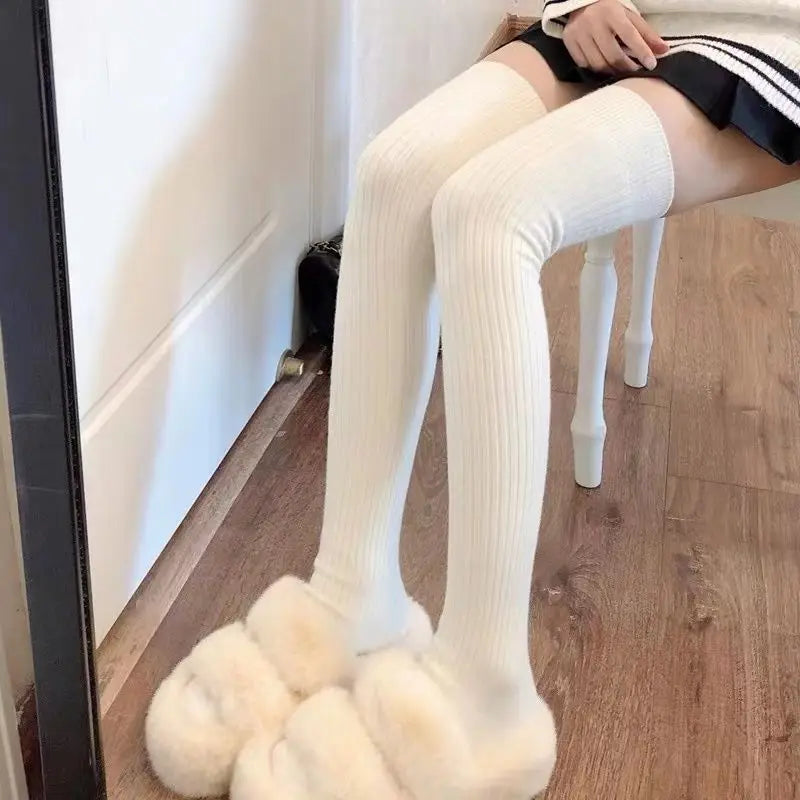 Women's Knit Knee High Socks, Soft Fuzzy