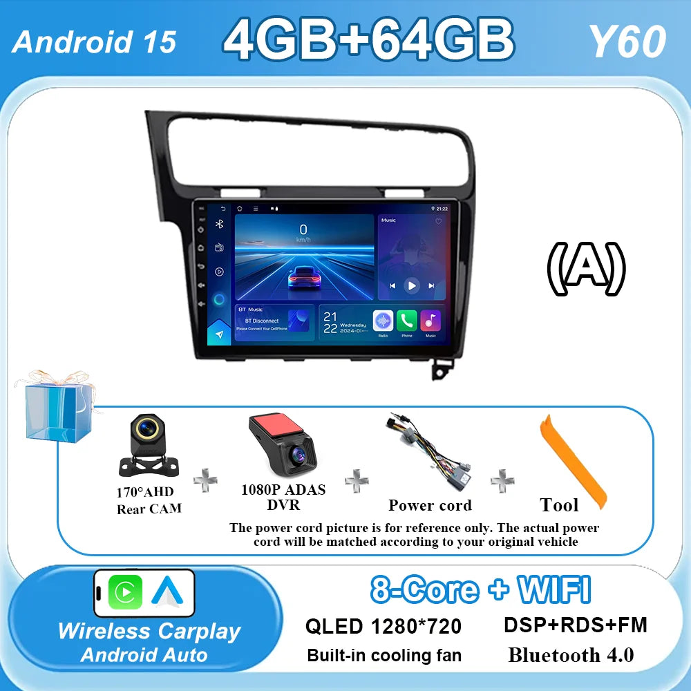 Car Stereo with Apple CarPlay & Android Auto, Compatible with VW Golf 7 (2012-2020)