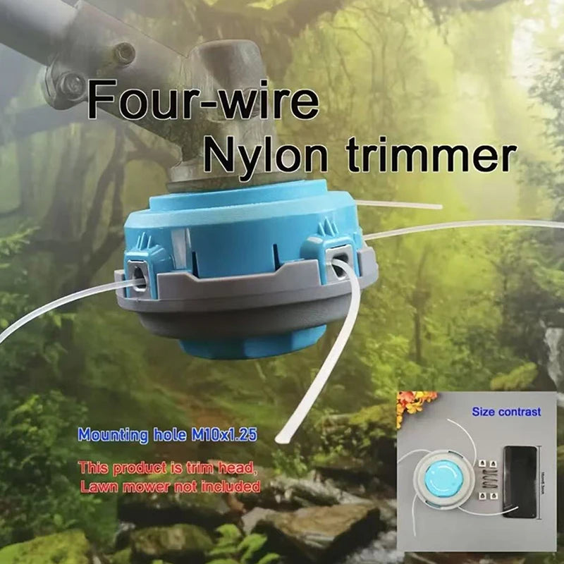 Outline Brush Cutter Parts Garden Accessories 4 Lines Grass Trimmer Head M10*1.25 Threaded Automatic