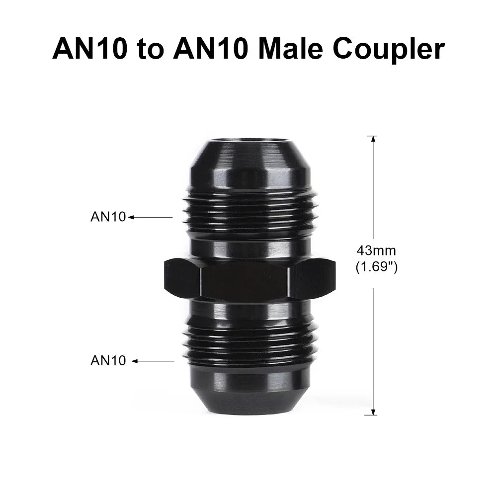 Oil Fuel Hose End Adapter an Straight AN Male To AN Male Coupler AN4 AN6 AN8 AN10 Fittings Aluminum Male Flare AN8 Fitting