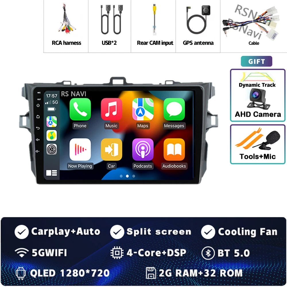 Android 16 Car radio Navigation Multimedia Player For Toyota Corolla 2006 2007 2008 2009 2010 2011 2012 2013 Carplay Auto Stereo