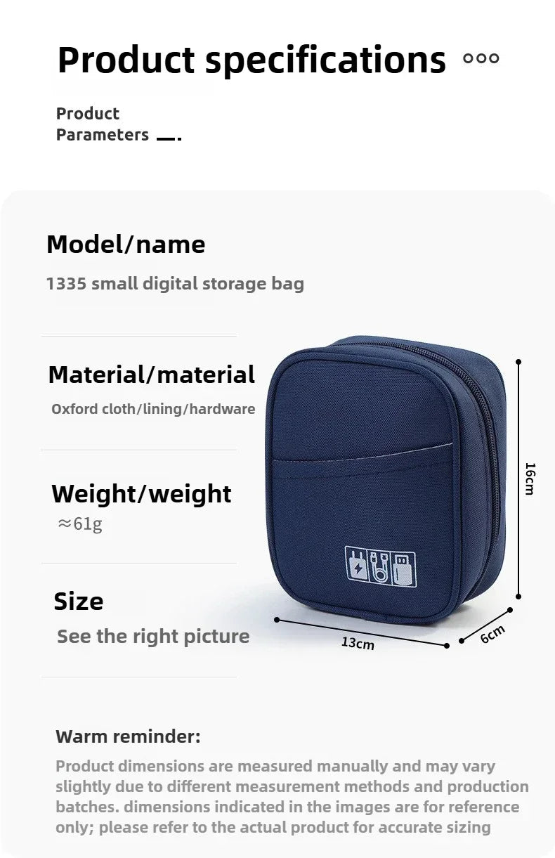 New Portable Data Cable Organizer Bag Water-proof USB Power Bank Earphone Storage Case Travel Digital Accessories Pouch