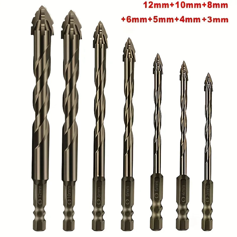 7 Pc Carbide Serrated Drill Bit Set for Tile, Glass & Stone