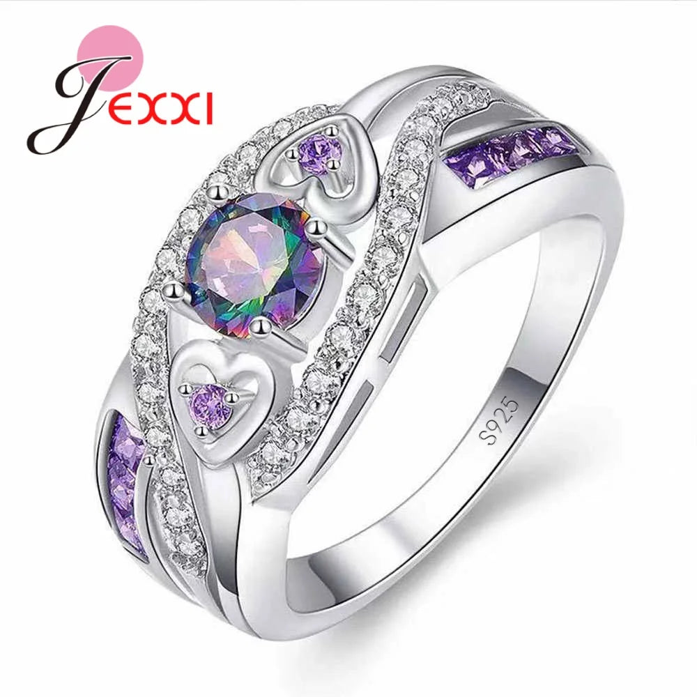 Colorful CZ Sterling Silver Ring – Stackable Party Jewelry