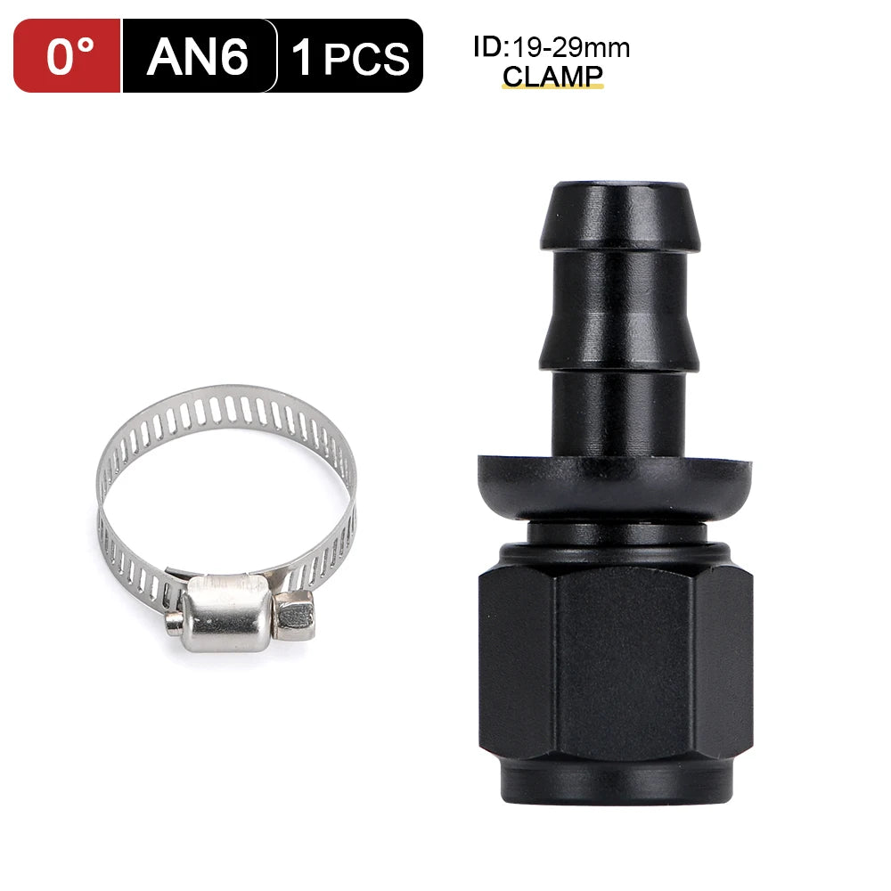 Universal AN6 AN8 AN10 Push-on Hose End Fittings Fuel Oil Cooler Hose Fitting 0 45 90 180 Degree Reusable Connection Adapter