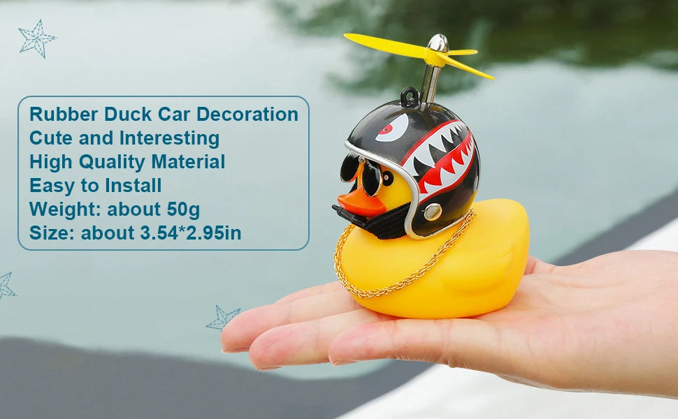 Motorcycle Accessories Cute Duck with Propeller Helmet Broken Wind Rubber Duck Toy Car Bicycle Small Yellow Duck Decor Ornaments