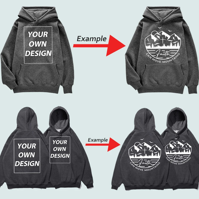 Custom Print Pullover Hoodie, Personalized Sweatshirt