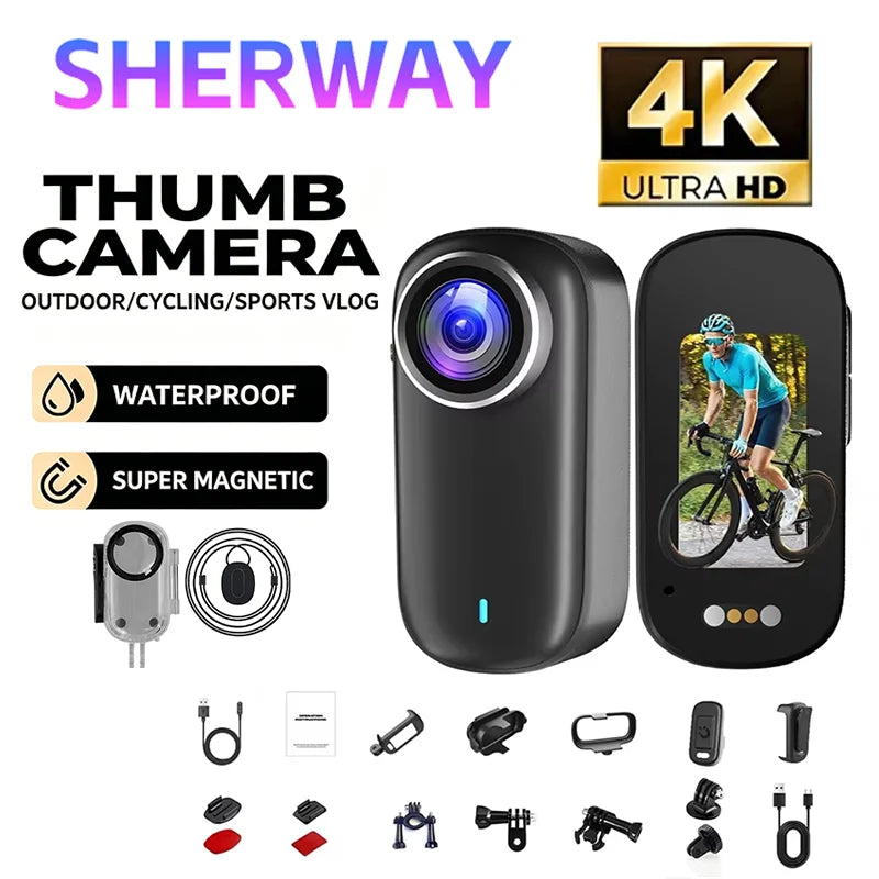 4K Thumb Sports Camera — Magnetic Waterproof Body Cam for Pets