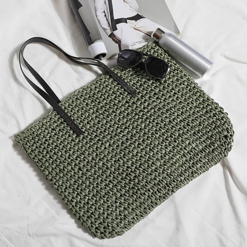 Women's Rattan Straw Beach Tote - Handwoven Large Summer Bag - photo 7