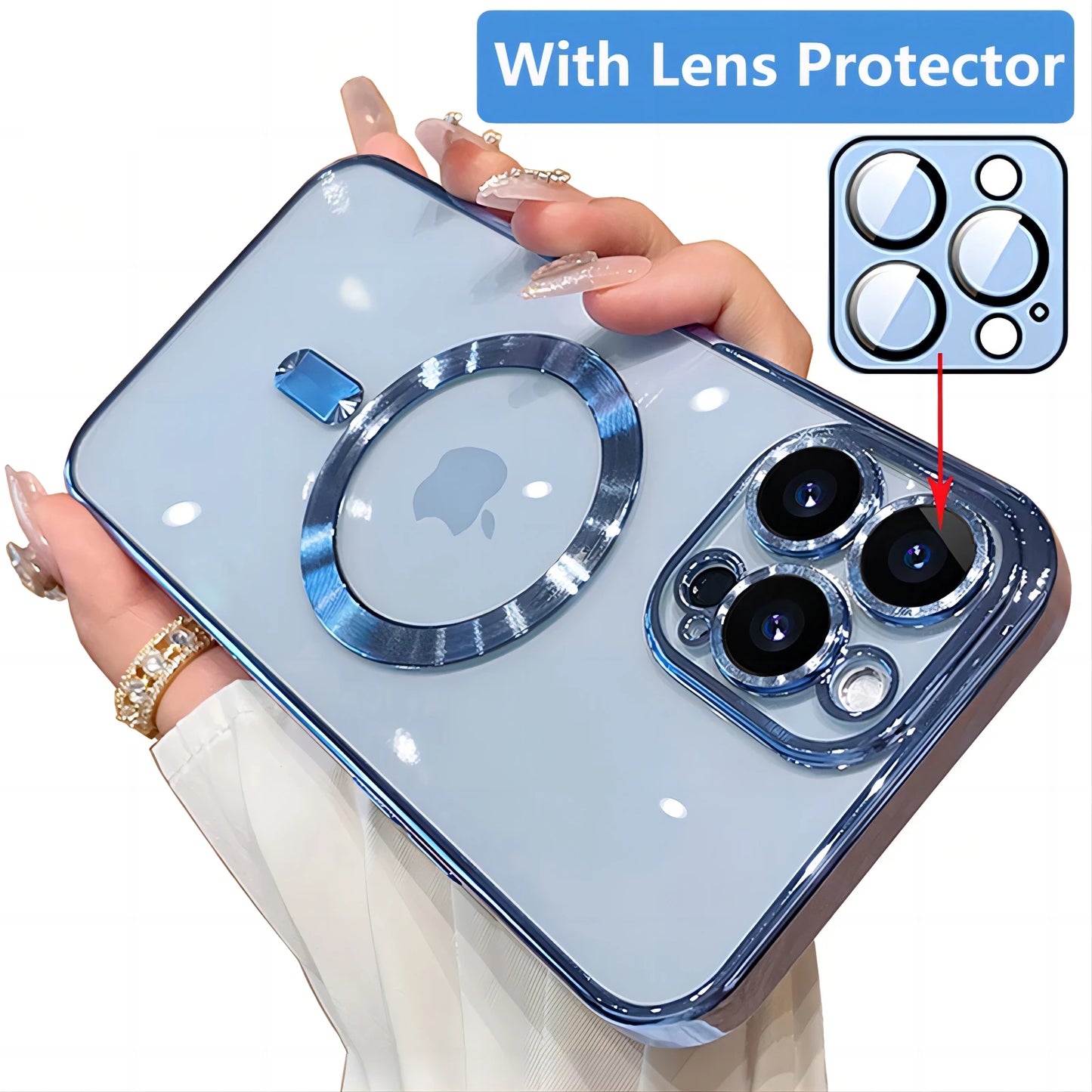 Magnetic Plating Phone Case Compatible with iPhone 11 to 16 Pro Max - Camera Lens Protector, MagSafe Wireless Charging Cover