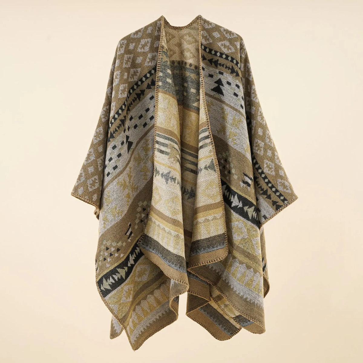 Women's Cashmere-Feel Poncho Wrap - Thick Winter Blanket Scarf - photo 5