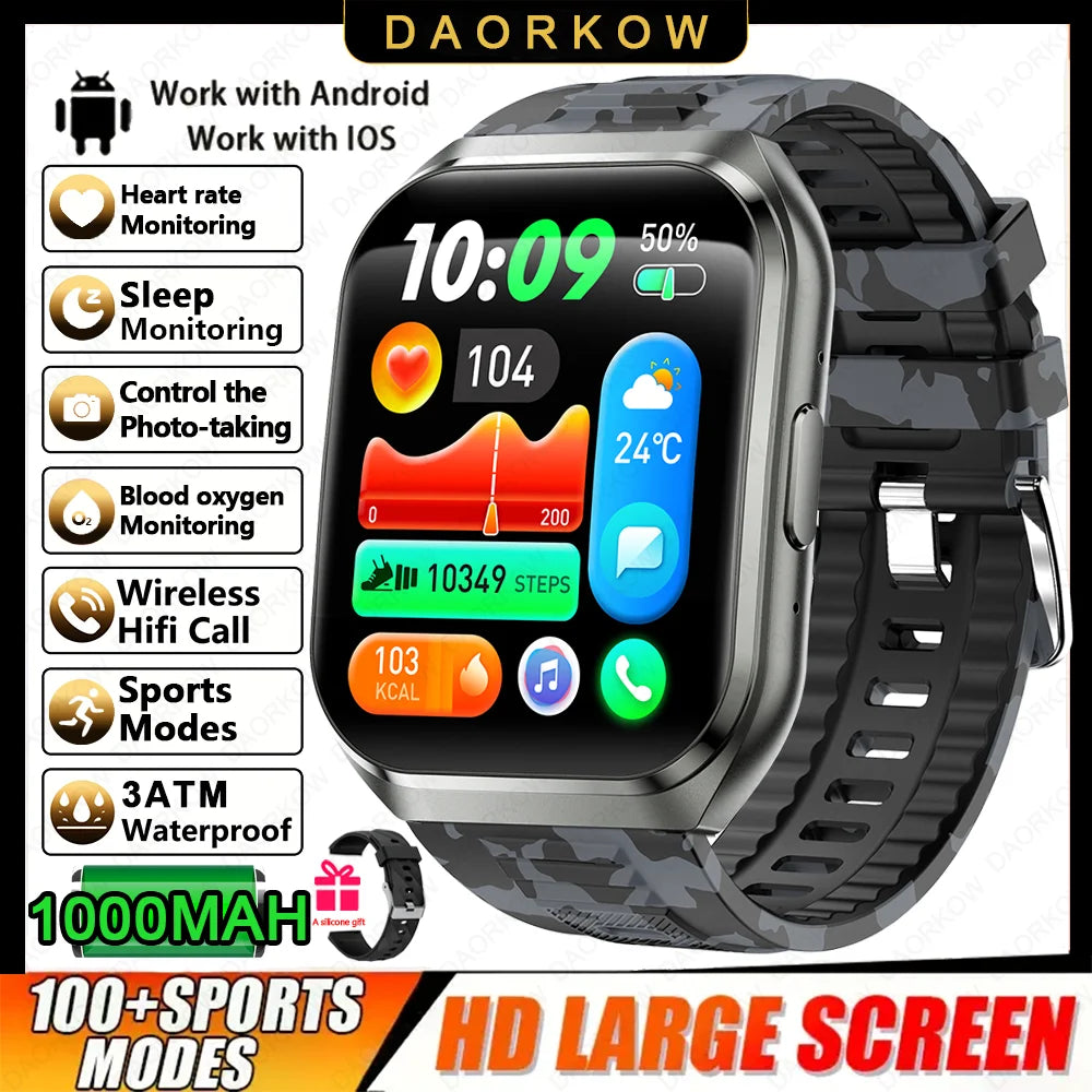 Men's Smart Watch — 1000mAh Long Standby, IP68, BT Calling