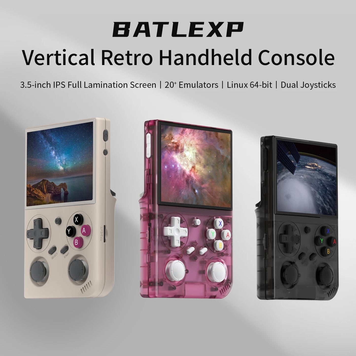 BATLEXP G350 Handheld Game Console – 3.5" IPS, 5,000+ Games, Linux, Dual Joystick & Vibration Motor