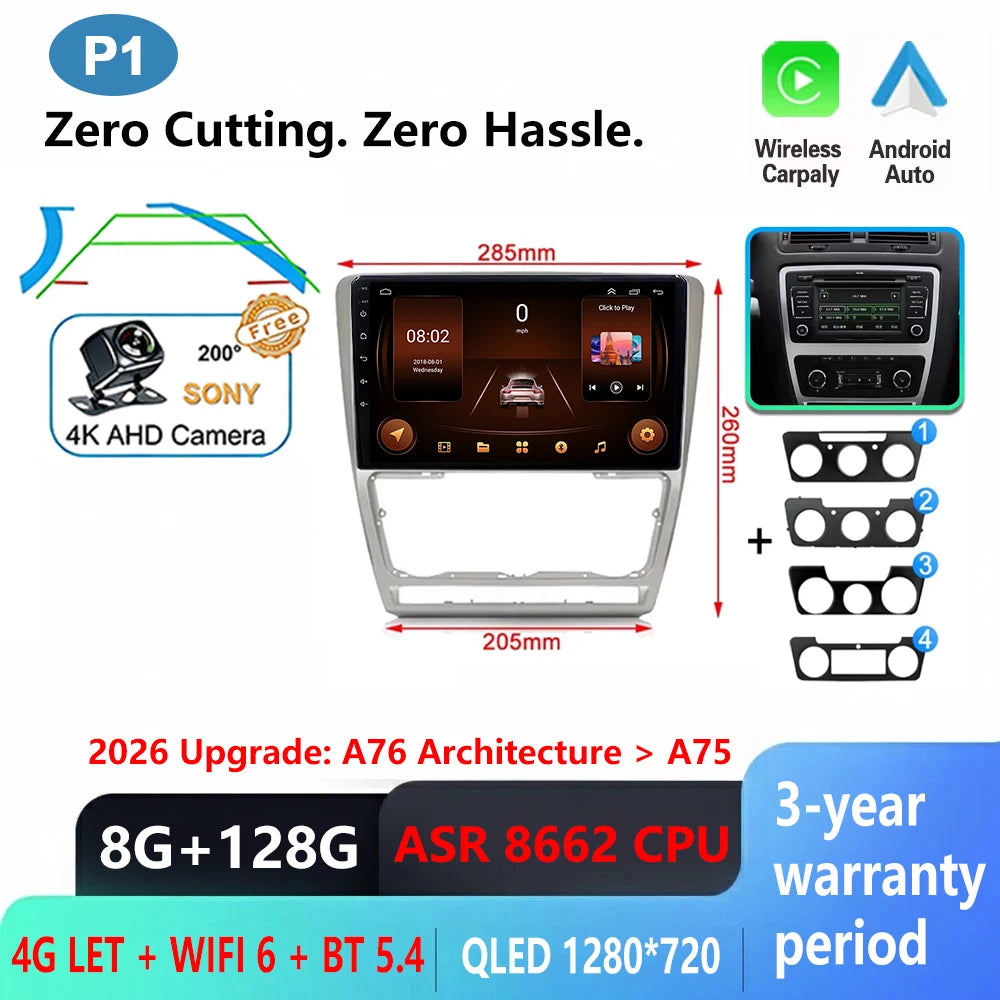 Car Stereo with Apple CarPlay & Android Auto, Compatible with Skoda Octavia 2 A5