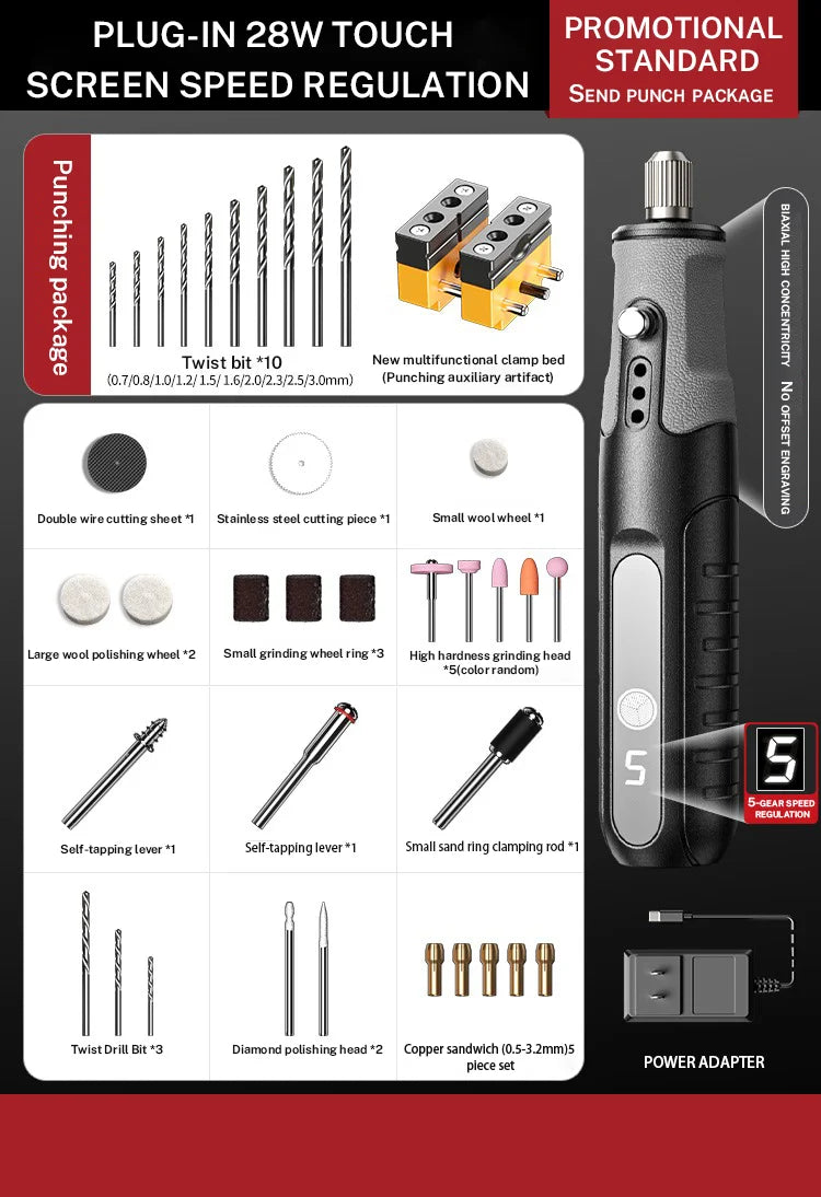 Zten Mini Handheld Rotary Tool Combo for Polishing and Carving, Electric Engraving Kit for Jewelry Making and DIY Projects