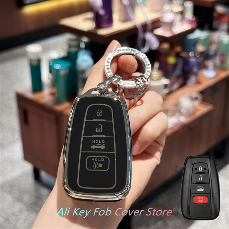 for Toyota Key Fob Cover For 2020-2024 Highlander 2018-2024 RAV4 Camry C-HR Corolla Avalon Prius Key Shell Case Keychain