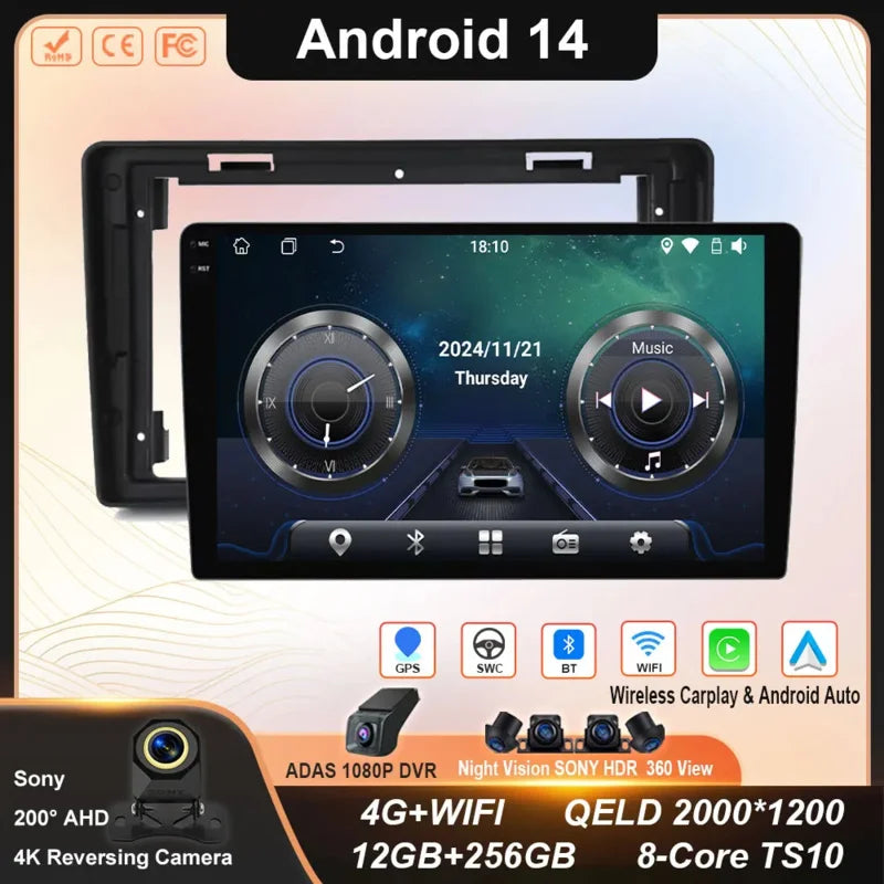 Car Stereo with Apple CarPlay & Android Auto, Compatible with Citroen C2 & C3 (2001-2010)
