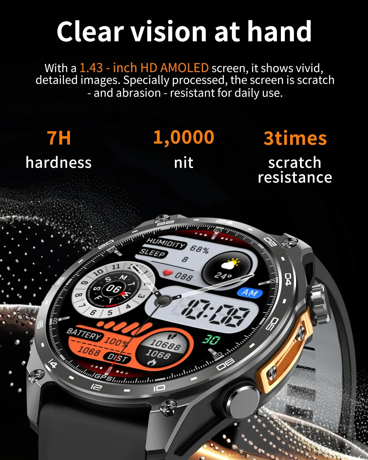 2026 New Men Smart Watch with Built in GPS Maps BT Call 100+ Sport Modes 3ATM Waterproof MP3 MP4 Playback Altitude Compass