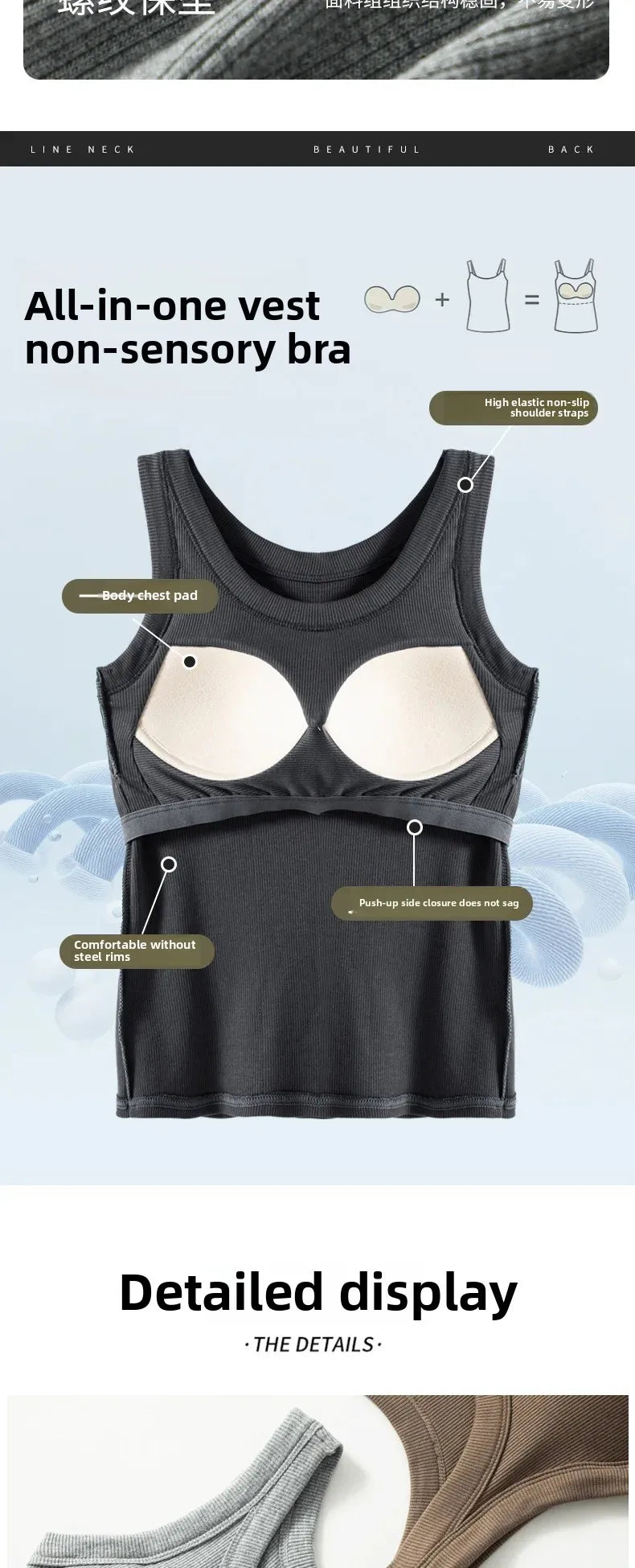 2-in-1 T-Shirt Bra Combo Top- Women's Seamless Built-in Vest,Summer Breathable Sleeveless Shirt & Casual Undershirt Sexy Top Y2k