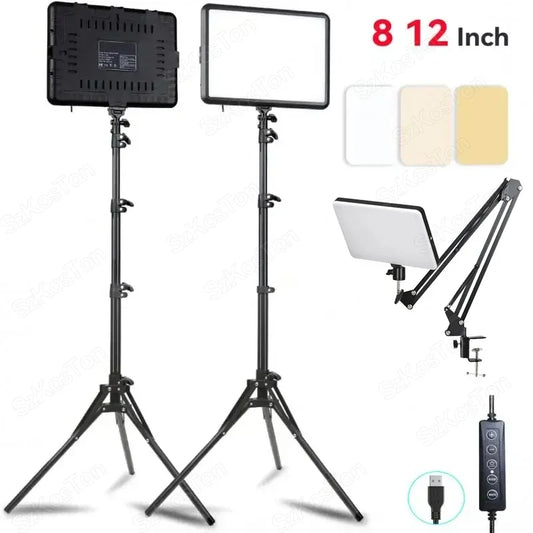Portable Dimmable LED Video Light with Tripod, Bi-Color 3200K-5600K