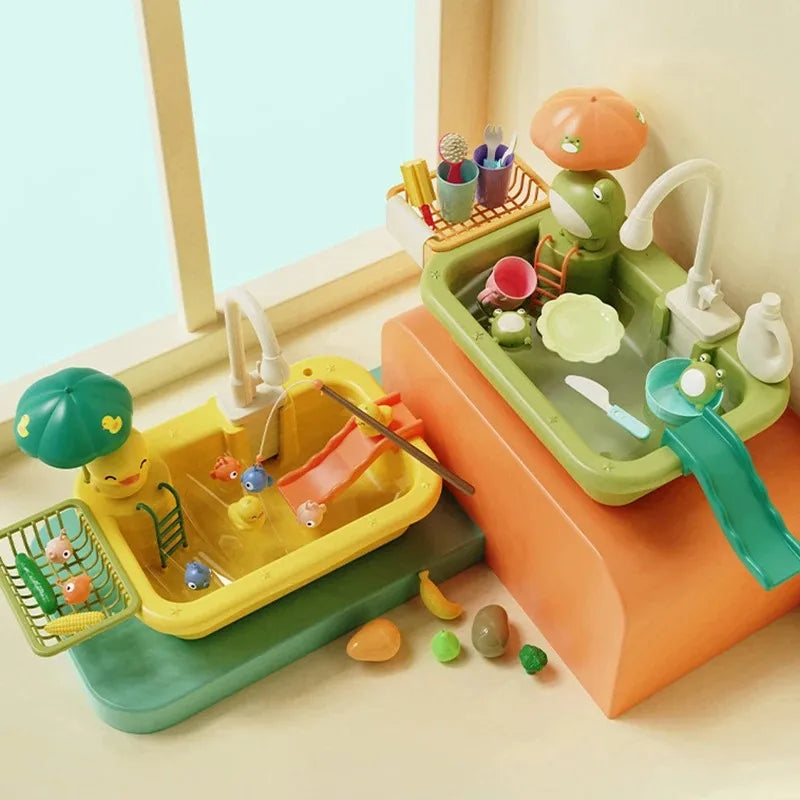 Kids Play Kitchen Sink Toy with Running Water and Fishing Game - photo 3