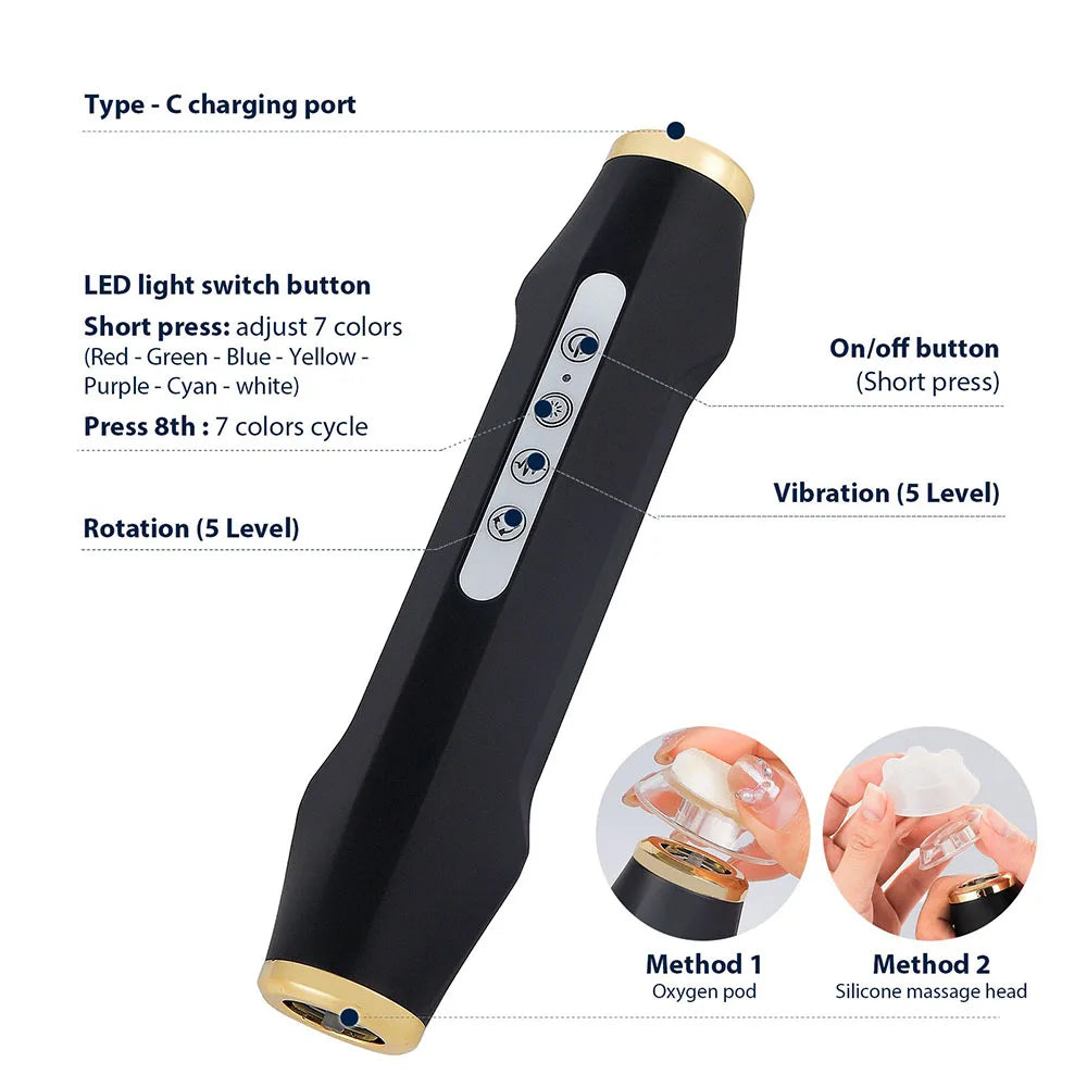 Oxygen Bubble Pen 7 Color Facial CO2 Oxygen Bubble Machine Can Be Matched Serum Gel Facial Skin Care Device Facial SPA CO2