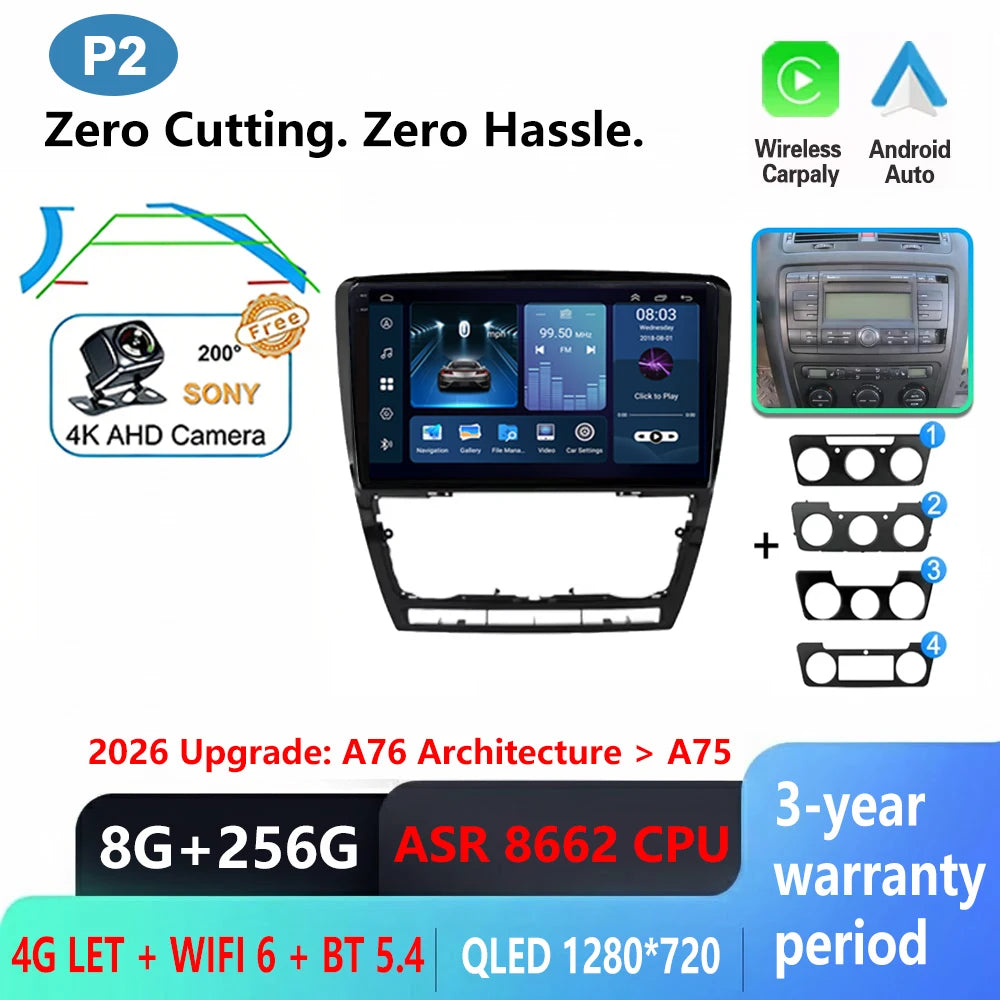 Car Stereo with Apple CarPlay & Android Auto, Compatible with Skoda Octavia 2 A5
