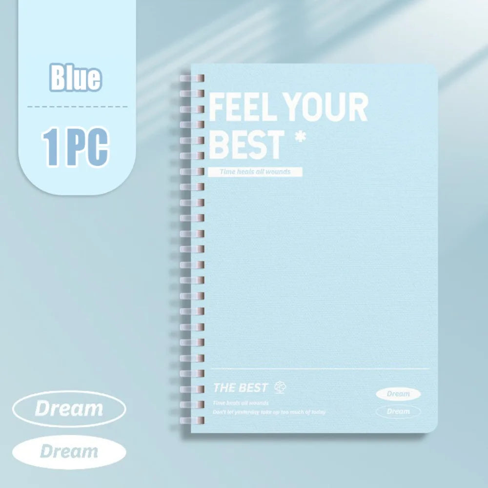 60Sheets/Book High Quality A5 Spiral Notebooks Perforated Pages Color Diary Book Horizontal Line Inner Pages Notepad Gift