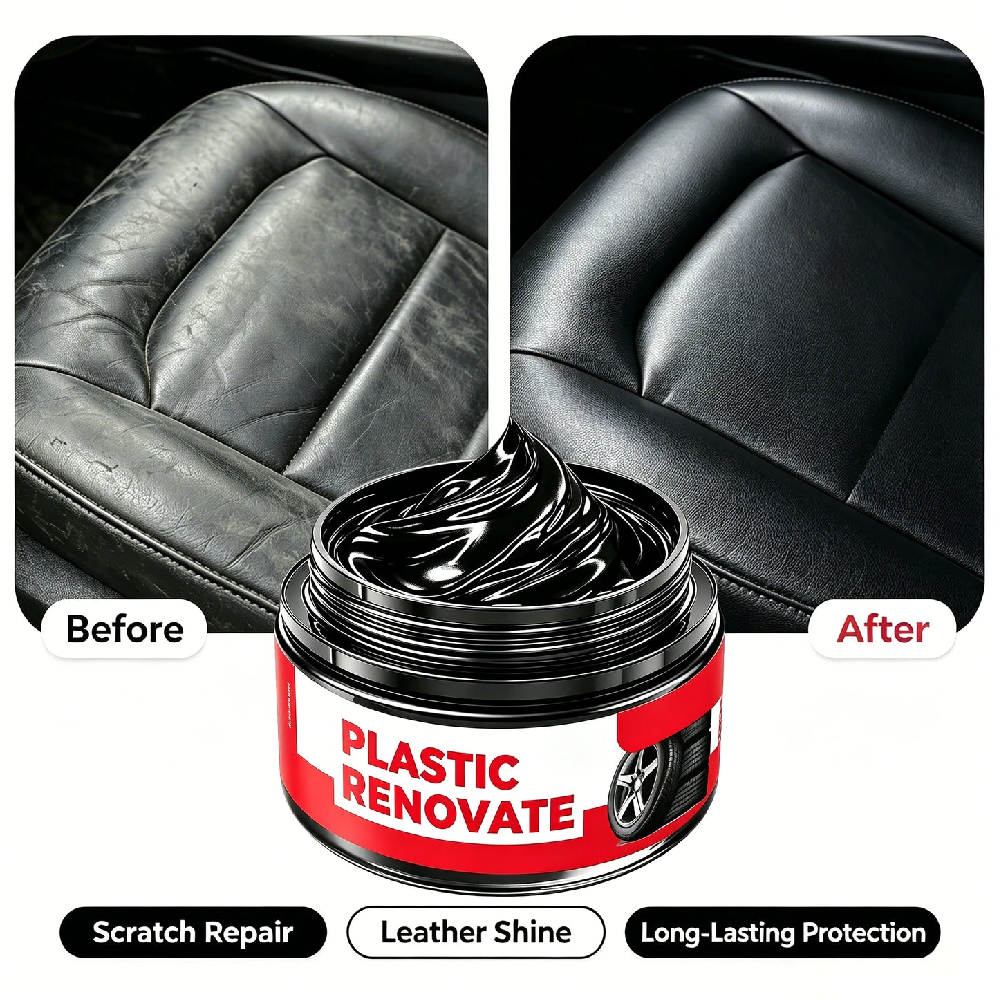 Car Interior Scratch Repair Paste Tire Shine Restoration of Black Interior and Dashboard Plastic Surfaces