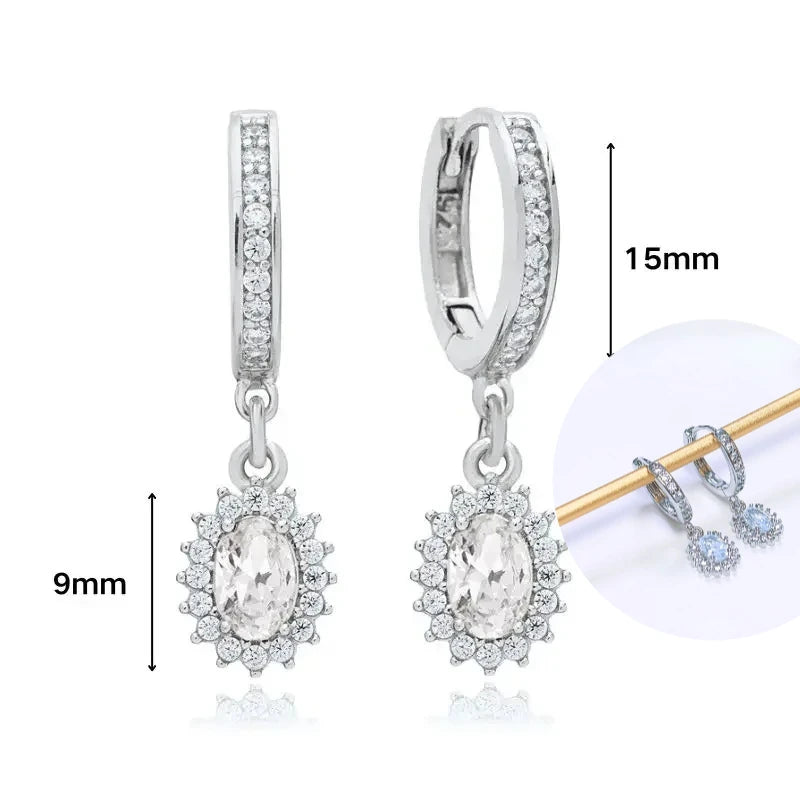 925 Sterling Silver Tassel Hoop Earrings for Women - White Zircon