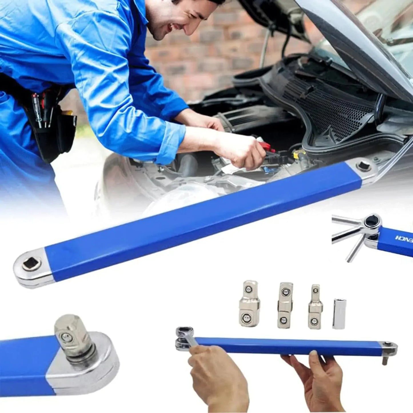 Professional Zero Offset Extension Wrench Tight Space Extension Tool 1/2 in. 1/4 in. 3/8 in. Auto Repair Tool Home Tool Set