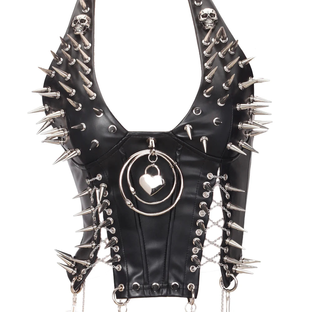 Women's Studded Y2K Grunge Tank Top — Gothic Spiked Cami