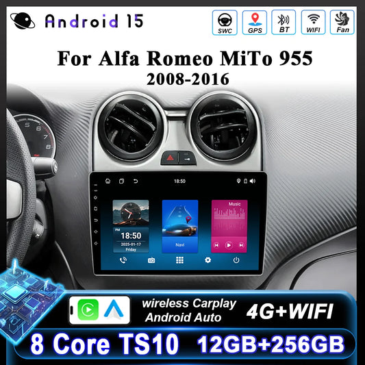 Car Stereo with Apple CarPlay & Android Auto, Compatible with Alfa Romeo MiTo 955