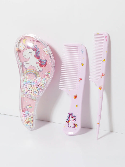 3pcs cartoon comb set, wet and dry dual-use, hair styling, suitable for any hair texture, gift set, special for real hair wigs