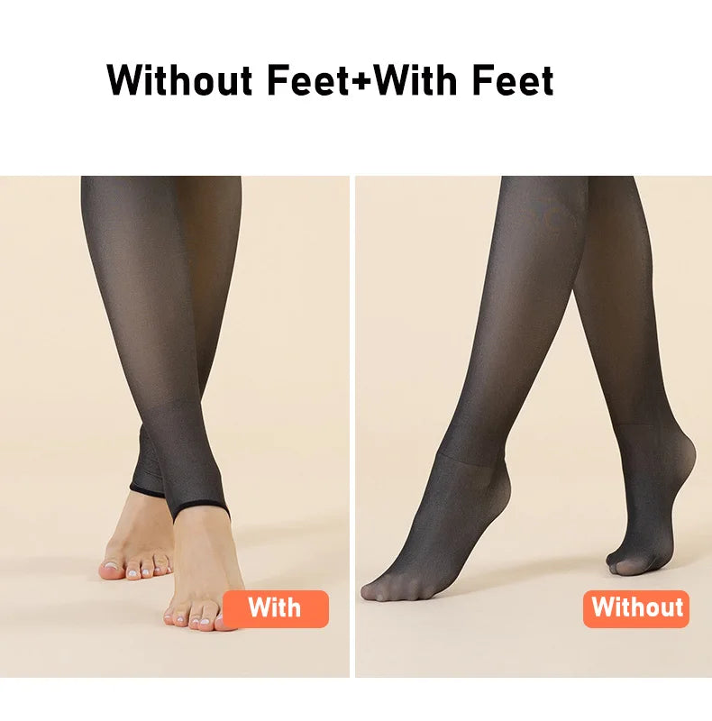 Women's Fleece-Lined Thermal Pantyhose, Sheer Look