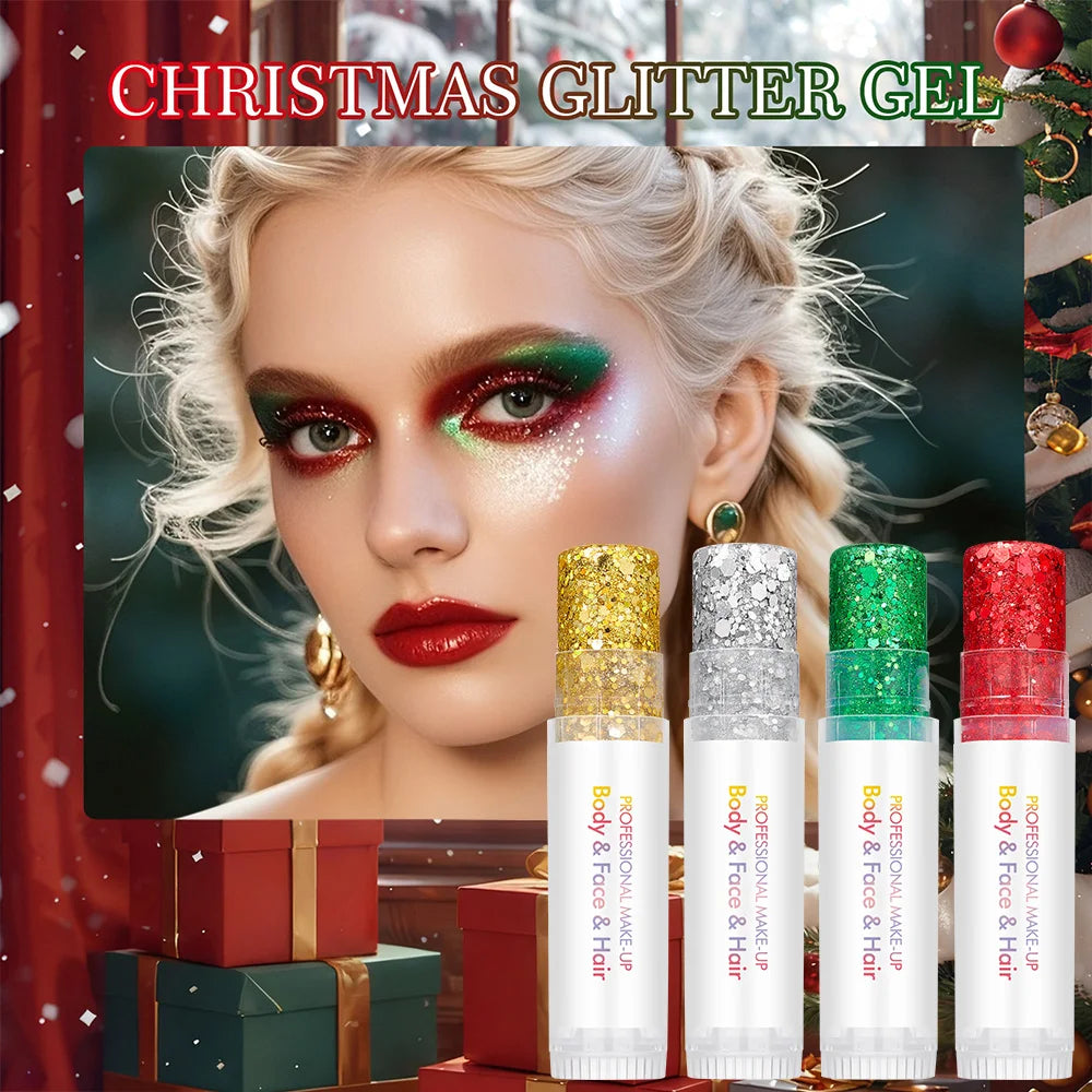 Body and Facial Glitter with Long-Lasting Shine, Suitable for Holiday and Christmas Party Makeup