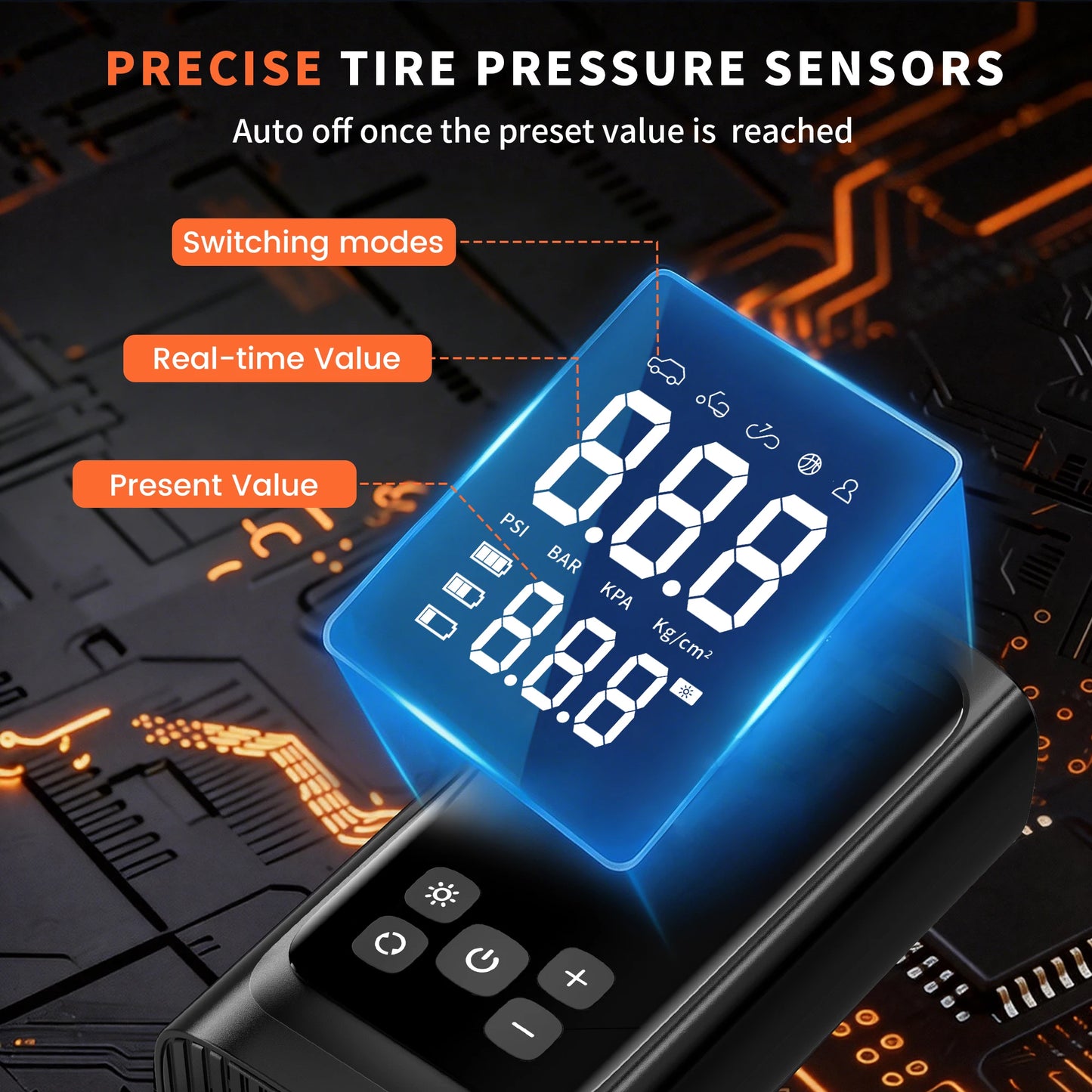 YINGBOOST Portable Smart Air Pump Tire Inflator 150PSI Air Compressor with Digital Pressure Gauge for Car Bike Motorcycle Ball