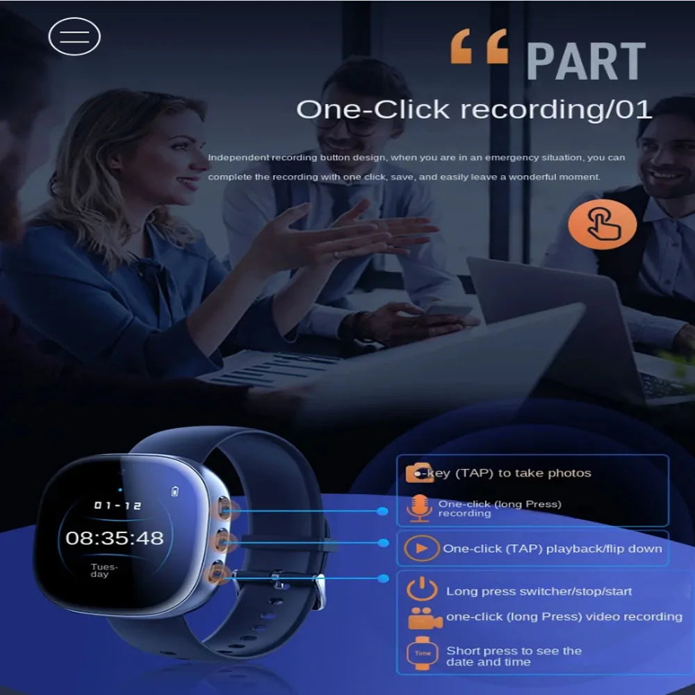 1080P Wearable Watch Camera & Recorder with 128GB Storage