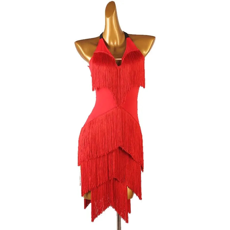 Women's tassel salsa Latin practice dress