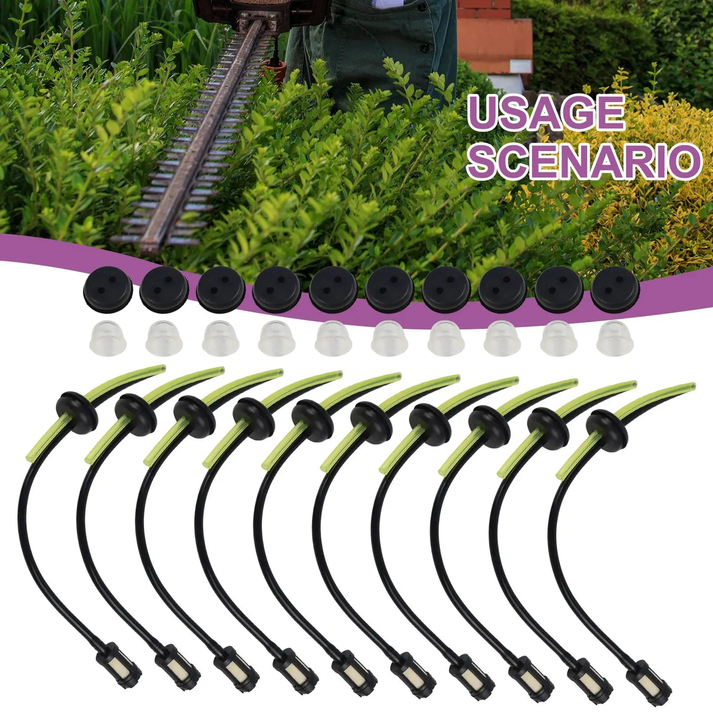 5/10 Set Fuel Filter Fuel Hose Seal With Priming Bulbs For Brushcutter Hedge Trimmer Garden Lawn Mower Accessories