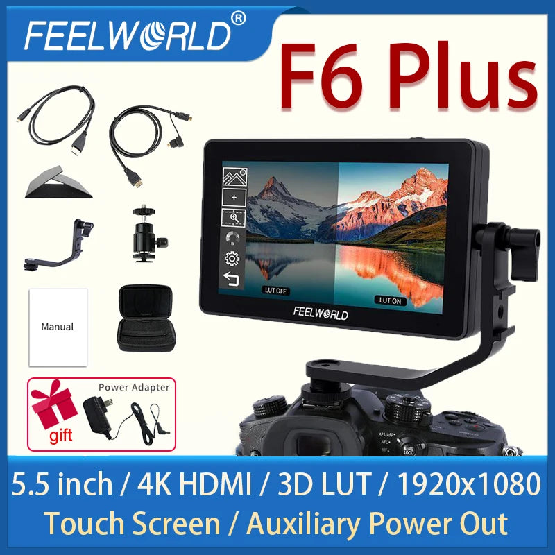 FEELWORLD F6 PLUS 5.5 Inch portable monitor hdmi 3D LUT Touch Screen DSLR Camera Field Monitor IPS FHD1920x1080 monitor 4K HDMI