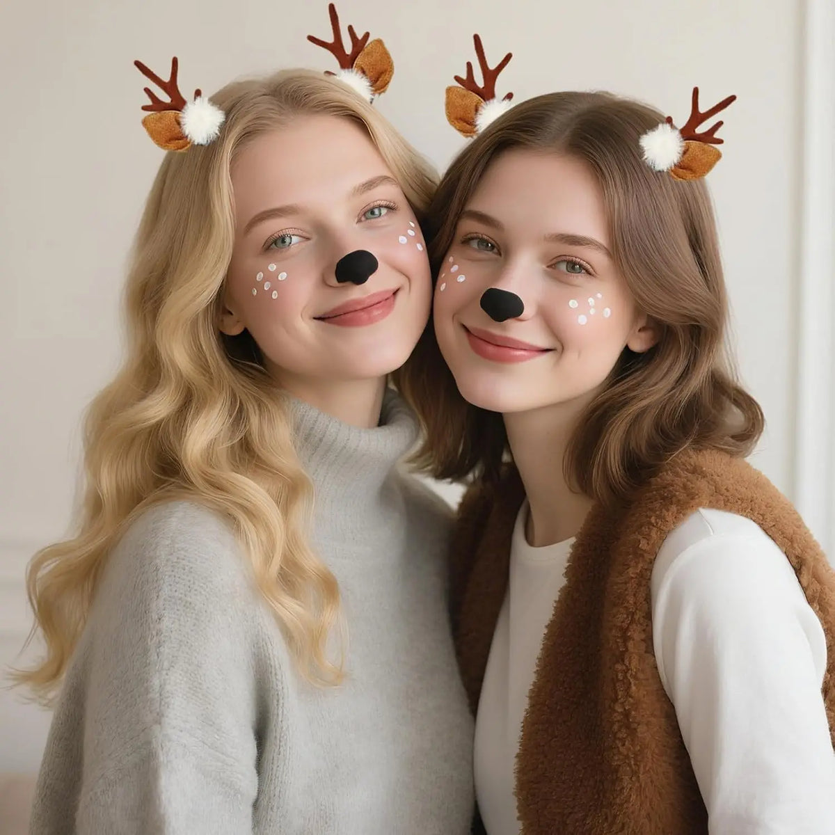 1/2Pairs Christmas Reindeer Antlers Deer Ears Headband for Women Cute Christmas Hair Clips Accessory