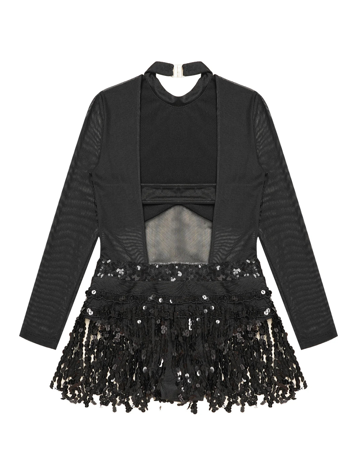 Girls sequin tassel Latin leotard dress