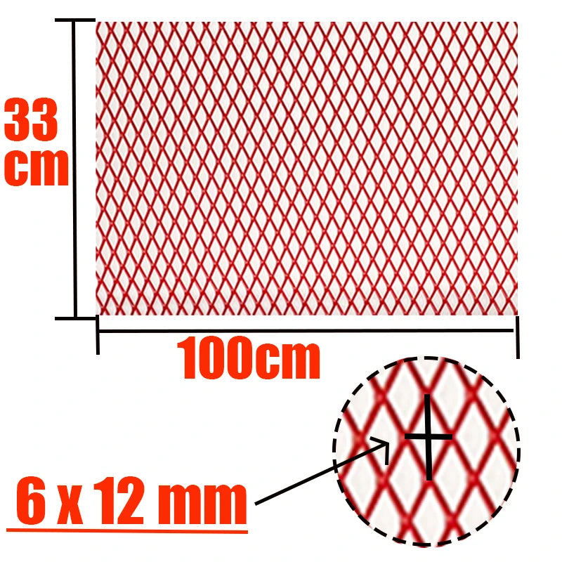 100x33cm Diamond Hole Aluminium Racing Car Bumper Grille Grill Mesh Net Vent Red Blue Tuning Universal Protector Home Garden