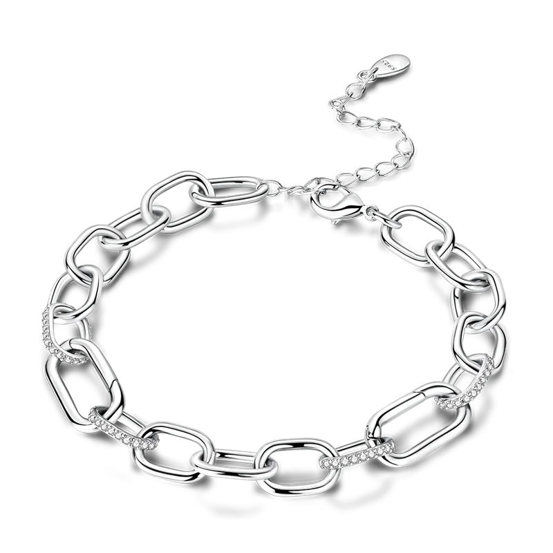 925 Sterling Silver Heart Charm Bracelet for Women - DIY Beads