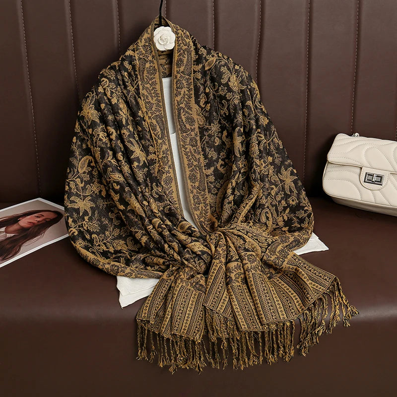 Women's Printed Pashmina Shawl, Soft Winter Scarf