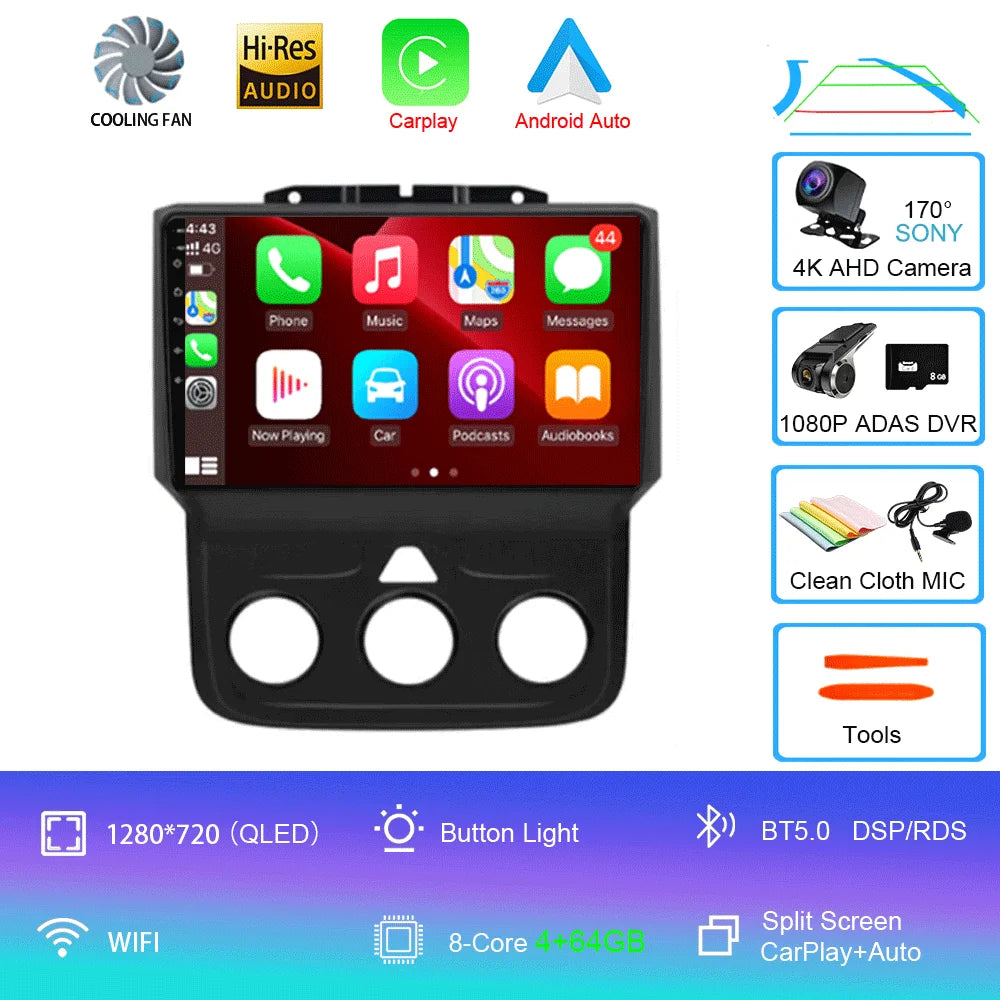 Android Car Radio Head Unit with GPS for Dodge Ram 1500/2500/3500 (2013-2018)