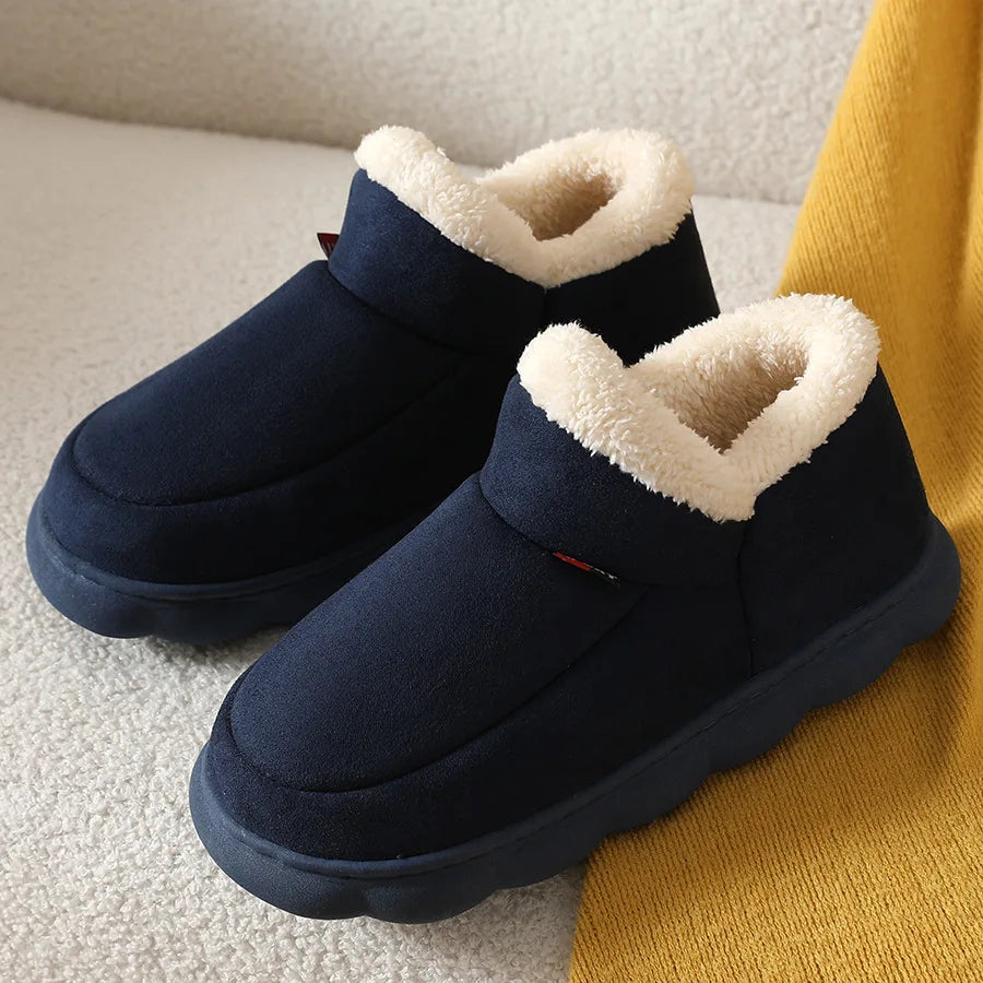 Smile PoP Winter Plush Men Cotton Shoes Warm Plush Men House Slippers Outdoor Soft Non Slip Women's Shoes Casual Furry Men Shoes