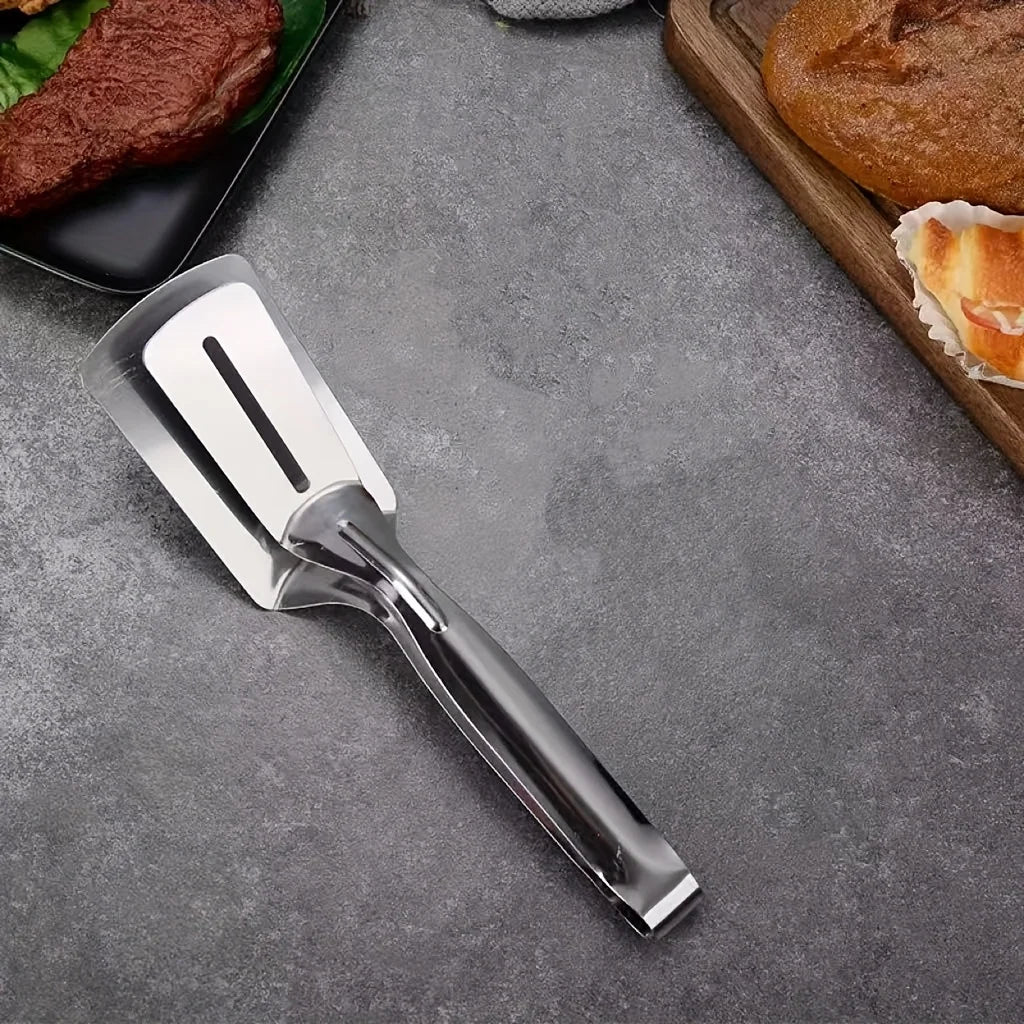 Professional Stainless Steel Food Turner&Tongs,Non-Slip Heat Resistant for Grilling Steak Fish,Multi-PurposeKitchen Flipper Tool