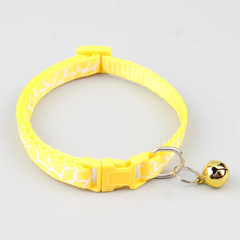 Cat Collar Colorful Cartoon Print Cats Puppy Collar with Bells Adjustable Nylon Buckle Collars Pets Dogs Neck Cat Accessories